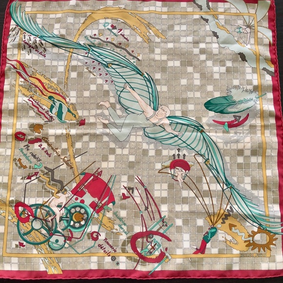 Hermès Petit Carre 45 printed Silk Scarf Reves et Raisons